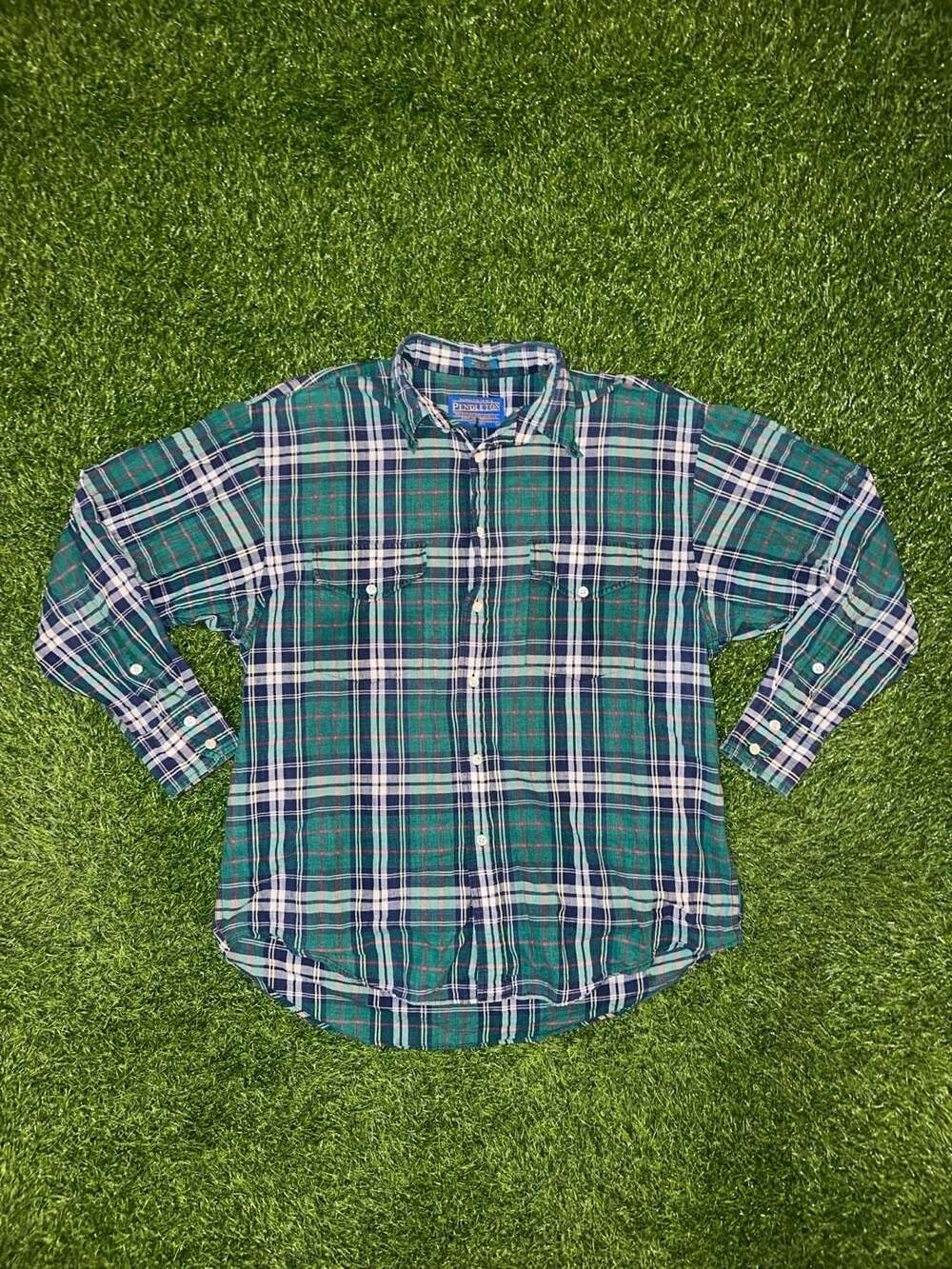 Pendleton Plaid Long Sleeve Button Down Shirt Size XL